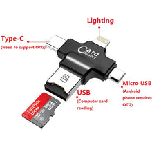 4-in-1 Multifunction TF Card Reader Lighting Android Type-c USB Interface for Hubsan ZINO H117S FIMI X8 SE RC Drone