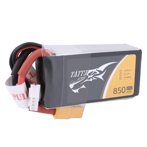 Gens Tattu 11.1V 850mAh 45C 3S1P Lipo Battery With XT60 Plug For RC FPV 