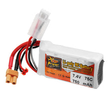 ZOP POWER 7.4V 750mAh 75C 2S Lipo Battery With JST/XT30 Plug