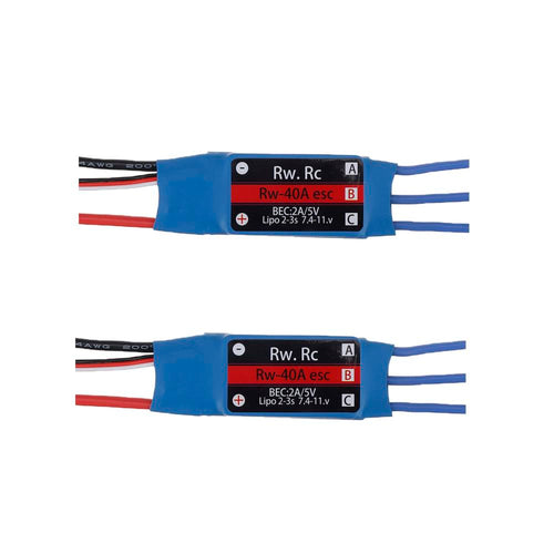 2 PCS RW.RC 40A Brushless ESC 5V2A BEC 2S 3S for RC Models Fixed Wing Airplane Drone