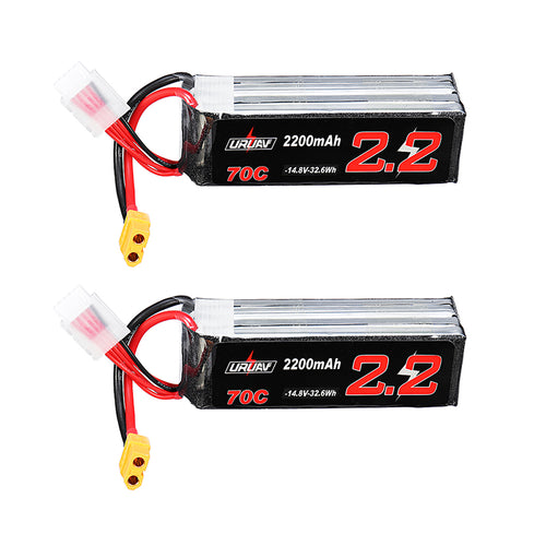 2Pcs URUAV 14.8V 2200mAh 70C 4S Lipo Battery XT60 Plug for Eachine Fury Wing Airplane Feilun FT011