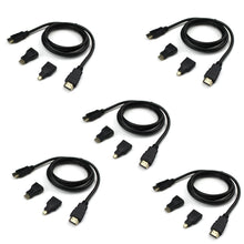 5 PCS 1.5m Standard HD Video Cable 150cm for HDMI-A Wire Mini HDMI-C Micro HDMI-D Adapter Connector Combo for FPV Goggles Monitor 