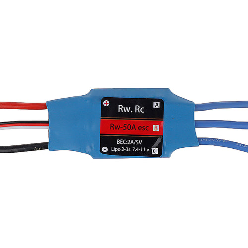 RW.RC 50A Brushless ESC 5V2A BEC 2S 3S for RC Models Fixed Wing Airplane Drone