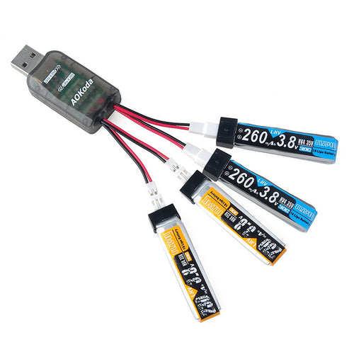 AOKoda CX405 4CH Micro USB Battery Charger For 1S E010 Tiny Whoop Lipo LiHV Battery 