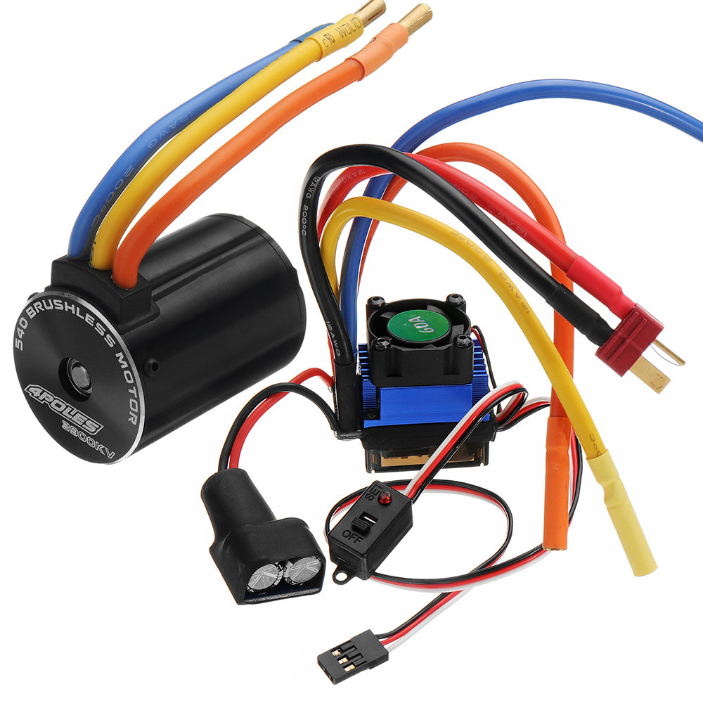 Rocket 540 Sensorless Brushless Rc Car Motor And 60A ESC For 1/10 On-road Off-road Truck