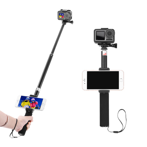 Sports Camera Extension Rod Handheld Gimbal Bracket With Detachable Phone Clip For DJI Osmo Action Camera 