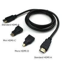 2 PCS 1.5m HD Video Cable 150cm for HDMI-A Standard Wire Mini HDMI-C Micro HDMI-D Connector Adapter Combo for HDMI FPV Goggles Monitor 