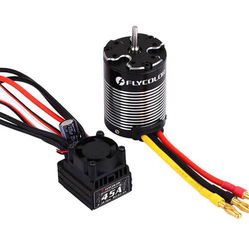 Flycolor 3650 3000KV Brushless Waterproof Sensorless Motor +45A ESC Combo Set for 1/10 Rc Car Parts