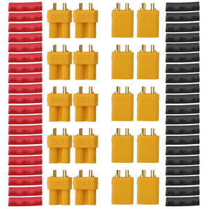 10 Pair URUAV XT30U Male Female Bullet Connectors Power Plug with Heat Shrink Tubing for Lipo Batter