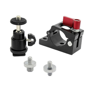 1/4 Screw Hot Shoe Ball Head Gimbal With 25mm-27mm Tube Clamp Clip Monitor Holder For DJI Ronin-M