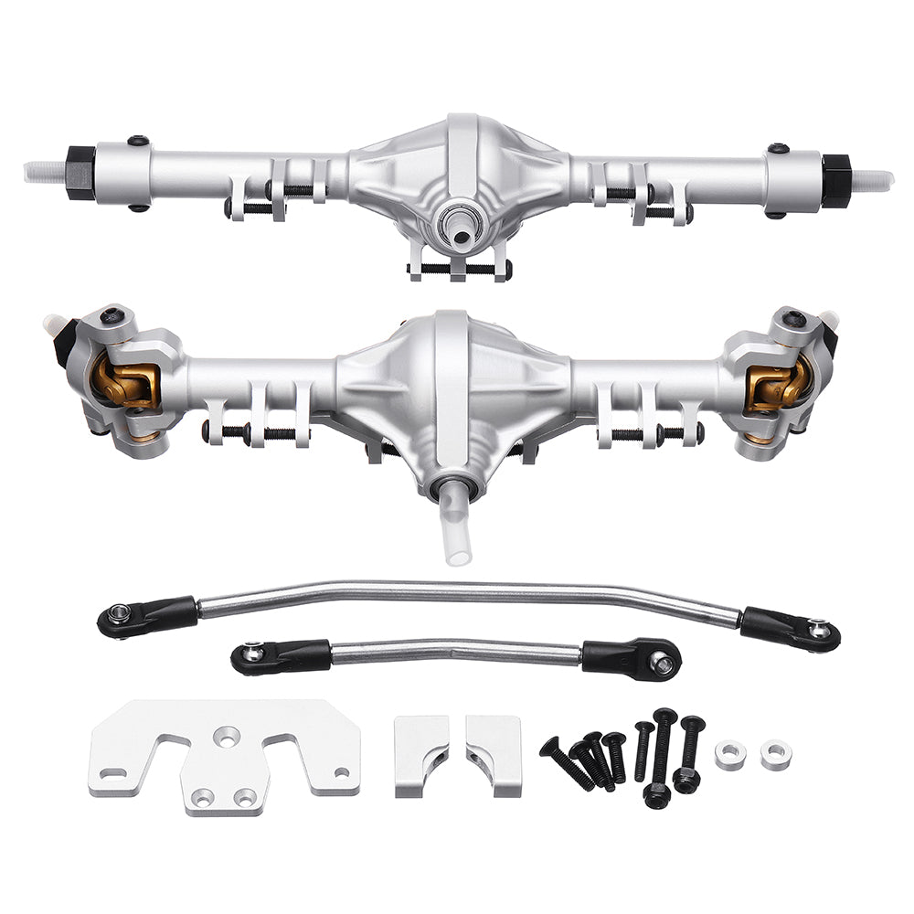 2PCS Silver Pass Metal Front And Rear Bridge Axle Tread 192MM For 1/10 SCX10 RC car