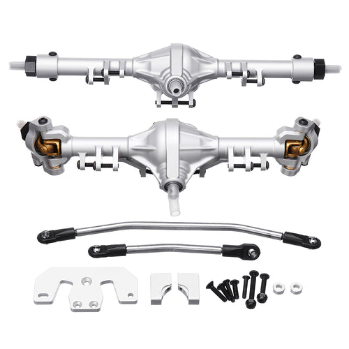 2PCS Silver Pass Metal Front And Rear Bridge Axle Tread 192MM For 1/10 SCX10 RC car