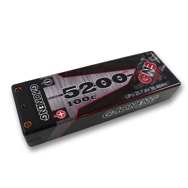 Gaoneng GNB 7.4V 5200mAh 100C 2S 1:12 38.48WH Lipo Battery T Plug For RC Car
