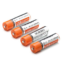 4PCS SORBO 1.5V 1200mAh USB Rechargeable 1 Hour Quick Charging AA Li-po Battery 