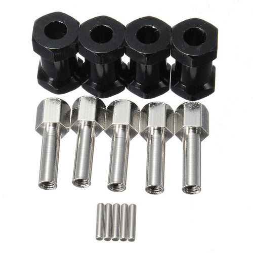 4pcs RC 1/10 Model Car Aluminum Alloy Extended Wheel Hex Hub Upgrade Parts Black